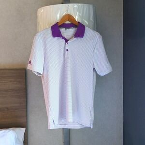 Adidas Purple Striped Polo